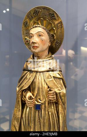 San Vincente Ferrer avec la figure de prière de Juan de Zuniga, Maître de l'ordre d'Alcantara, vue 1, c.1460-1470 AD, argent et émaux de Grenade Banque D'Images