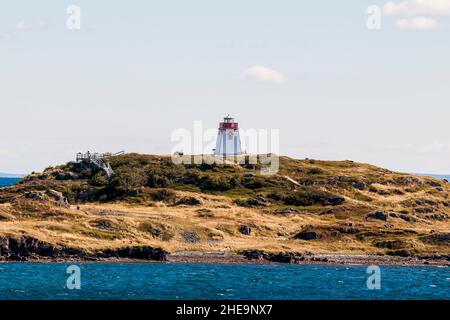 Fort point ou Admiral’s point Lighthouse, Trinity, péninsule de Bonavista, Terre-Neuve, Canada. Banque D'Images