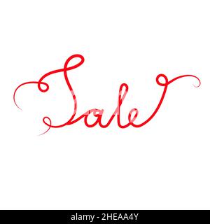 Vente.Mise en plan de ligne continue.Lettrage calligraphique dessiné à la main.Vecteur.Dessin au trait Illustration de Vecteur