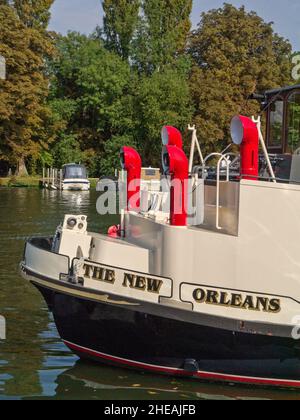 Le bateau à vapeur à aubes, la Nouvelle-Orléans, amarré sur la Tamise à Henley-on-Thames, Oxfordshire, Royaume-Uni Banque D'Images