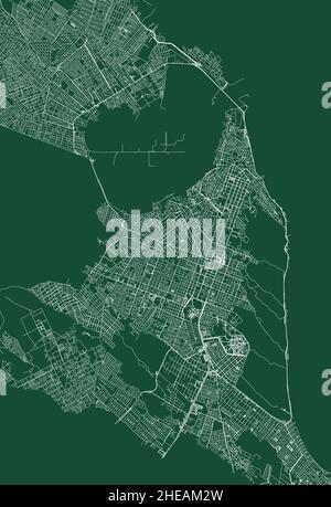 Natal City Brésil carte vectorielle de la municipalité.Carte verte, zone de la municipalité, lignes blanches.Panorama urbain pour le tourisme. Illustration de Vecteur