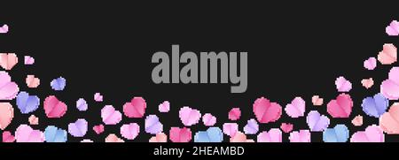 Éléments colorés en forme de coeur isolés sur le noir Illustration de Vecteur
