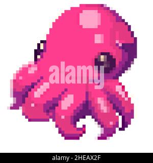 Illustration vectorielle de Cartoon Octopus - Pixel Design Illustration de Vecteur