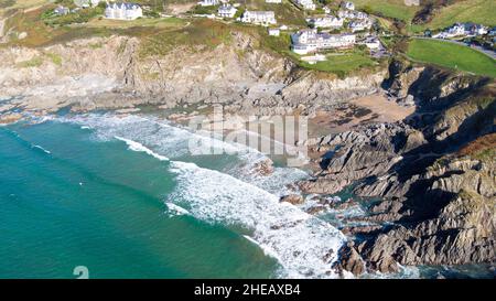 Combesgate Beach vue aérienne - Woolacombe, Devon, Angleterre Banque D'Images