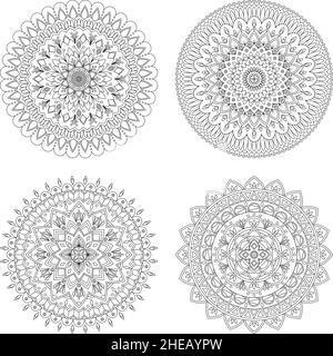 Ensemble de mandalas florales, illustration vectorielle Illustration de Vecteur