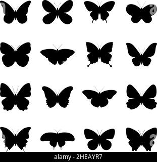 Jeu de silhouettes de papillons, vector illustration Illustration de Vecteur