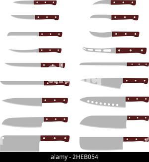 Ensemble de couteaux de cuisine, illustration vectorielle Illustration de Vecteur