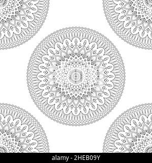 Arrière-plan sans couture avec mandalas florales, illustration vectorielle Illustration de Vecteur