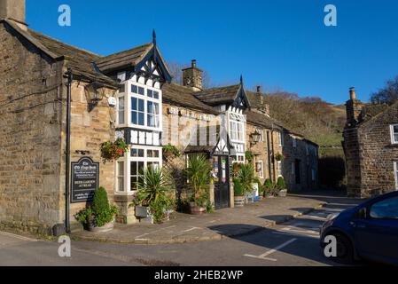 The Old Nags Head à Edale dans le parc national Peak District, Derbyshire, Angleterre. Banque D'Images