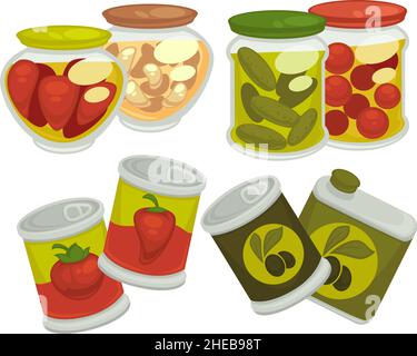 Concombres et tomates marinés, poivrons vectoriels Illustration de Vecteur