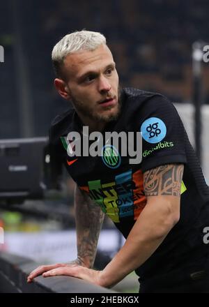 Milan, Italie.9th janvier 2022.Federico DiMarco du FC Internazionale pendant le match de la série A à Giuseppe Meazza, Milan.Crédit photo à lire: Jonathan Moscrop/Sportimage crédit: Sportimage/Alay Live News Banque D'Images