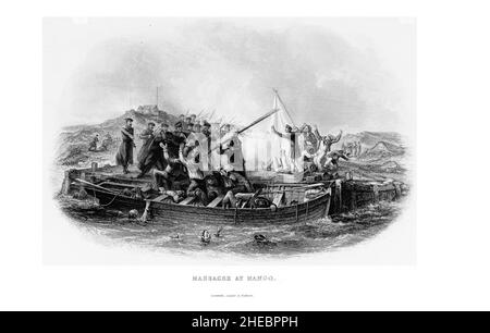 Massacre à Hango tiré du livre The Illustrated History of the War Against Russia (Guerre de Crimée d'octobre 1853 à février 1856) d'Edward Henry Nolan, publié en 1857 Banque D'Images