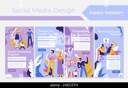 Consultation de problèmes familiaux, collecte de médias sociaux Illustration de Vecteur