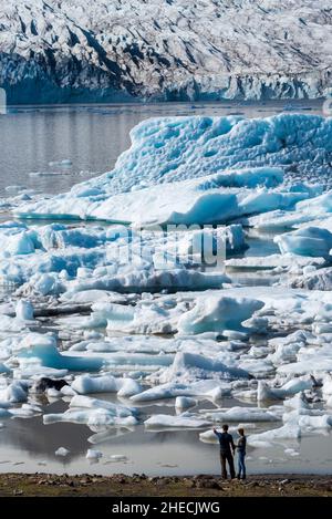 Islande, Austurland, iceberg dans le lagon glaciaire de Fjallsarlon Banque D'Images