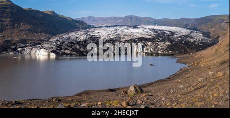 Islande, région du Sudurland, Solheimajokull, glacier Banque D'Images