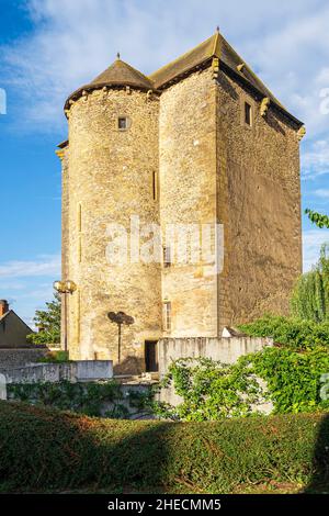 France, Indre, la chatre, scène sur la via Lemovicensis ou Vezelay Way, l'une des voies principales vers Saint-Jacques-de-Compostelle, ancien château du 15th siècle, le donjon de Chauvigny Banque D'Images