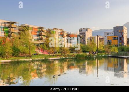 France, Isère, Grenoble-Alpes Metropole, Grenoble capitale verte européenne 2022 Grenoble, l'Ecodistrict de bonne, Grenoble (premier éco-district en France) Banque D'Images