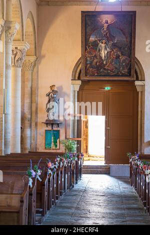 France, Nievre, Saint-Révérien, village sur la via Lemovicensis ou Vezelay Way, l'une des voies principales vers Saint-Jacques de Compostelle, église romane Saint-Révérien du 12th siècle, site de Clunac Banque D'Images