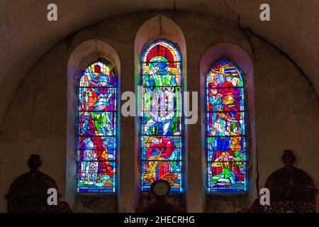 France, Nièvre, Saint-Pierre-le-Moutier, scène sur la via Lemovicensis ou Vezelay, l'une des voies principales vers Saint-Jacques-de-Compostelle, église Saint-Pierre Banque D'Images