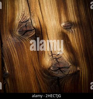 France, la nature adopte parfois des formes très curieuses appelées Pareidolie, les nœuds d'un chalet de bois porté par le temps évoquent la tête d'un ours en Contamines MontjoieMontjoie Banque D'Images