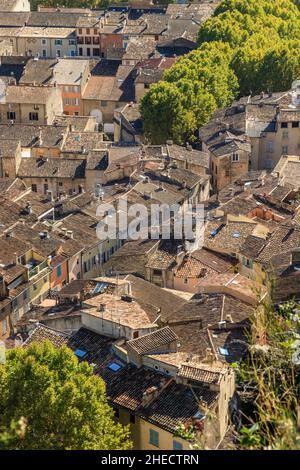 France, Var, Cotignac, le village (vue aérienne) // France, Var (83), Cotignac, village (vue aérienne) Banque D'Images