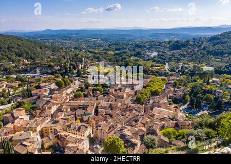 France, Var, Cotignac, le village (vue aérienne) // France, Var (83), Cotignac, village (vue aérienne) Banque D'Images