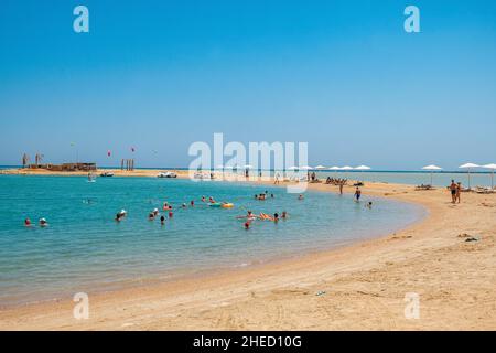 Egypte, région de la Mer Rouge, Hurghada, Hotel Jaz Aquamarine Resort, la plage Banque D'Images