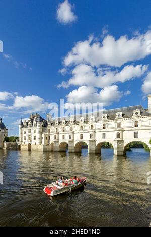 France, Indre et Loire, vallée de la Loire, Chenonceaux, château de Chenonceau sur le cher construit entre 1513 et 1521 dans le style Renaissance Banque D'Images