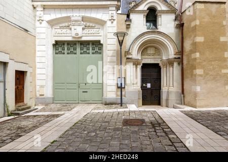 France, Maine et Loire, vallée de la Loire classée au patrimoine mondial par l'UNESCO, Angers, église protestante située rue du Musée (rue du Musée) ancienne chapelle Saint-Éloi qui appartenait au prieuré Saint-Gilles, église protestante depuis 1849 Banque D'Images