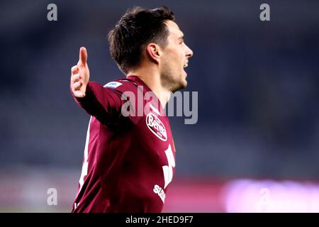 Josip Brekalo de Torino FC la série Un match entre Torino FC et ACF Fiorentina au Stadio Olimpico le 10 janvier 2022 à Turin, Italie. Banque D'Images