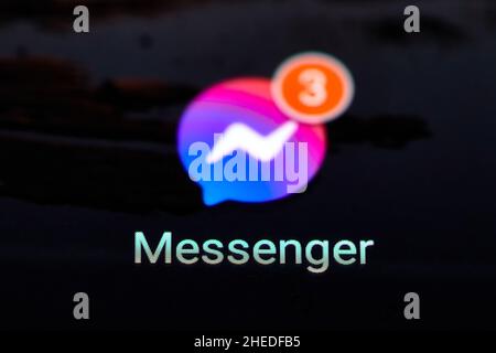 Notifications de messages non lus sur Facebook Messenger Banque D'Images