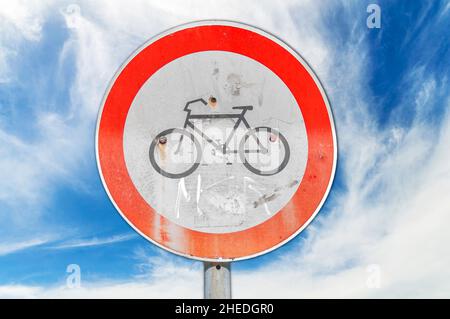 Pas de vélo road sign Banque D'Images