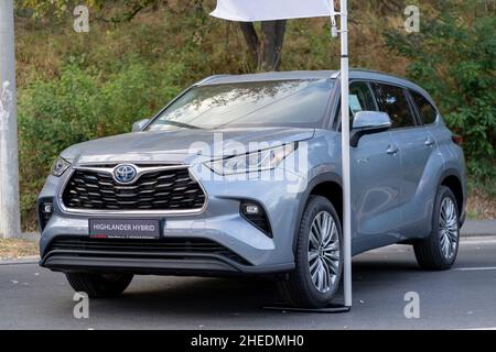 Galati, Roumanie - 15 septembre 2021 : Toyota Highlander hybride 2021 Banque D'Images