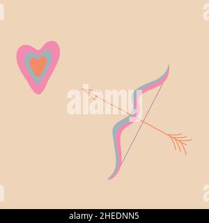 La flèche de Cupidon vise le cœur.Concepts de conception vectorielle pour la Saint-Valentin. Illustration de Vecteur