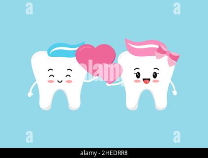 Couple de dents amoureux des coeurs en main illustration vectorielle. Illustration de Vecteur