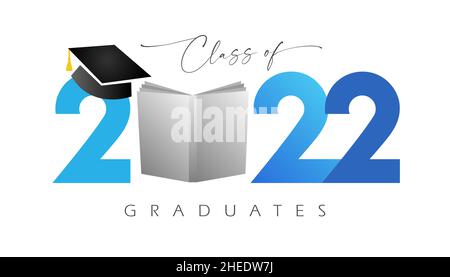 Classe de la bannière de remise des diplômes de 2022 ans.Idée de classe ou de retour à l'école.Creative 3D congruts.Chiffres bleus 20 22.Motif graphique abstrait isolé Illustration de Vecteur
