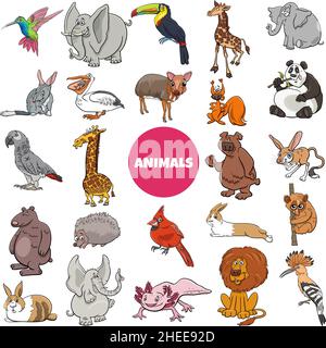 Illustration de dessins animés de personnages d'espèces d'animaux sauvages grand ensemble Illustration de Vecteur