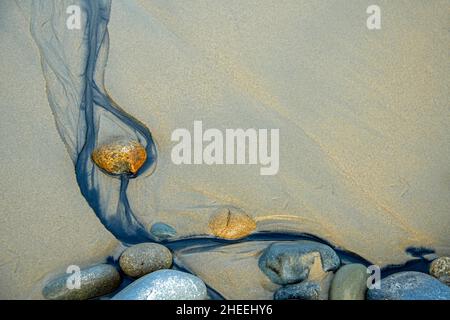 Textures naturelles et design à la plage pendant la marée basse Banque D'Images