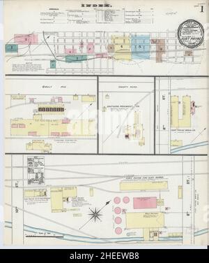 Sanborn carte d'assurance-incendie de fort Payne, comté de Dekalb, Alabama. Banque D'Images