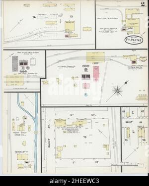 Sanborn carte d'assurance-incendie de fort Payne, comté de Dekalb, Alabama. Banque D'Images