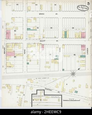 Sanborn carte d'assurance-incendie de fort Payne, comté de Dekalb, Alabama. Banque D'Images