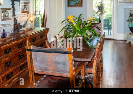 Key West, maison d'Ernest Heminway, salle à manger Banque D'Images