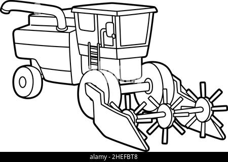 Page de coloration de moissonneuse-batteuse isolée pour enfants Illustration de Vecteur