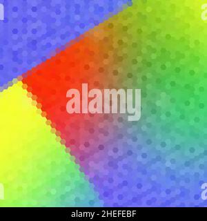 Arrière-plan fait d'hexagons.Composition carrée avec formes géométriques.Jaune, bleu, vert, rouge. Banque D'Images