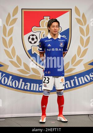 Kanagawa, Japon.9th janvier 2022.Teruhito Nakagawa (F.Marinos), Yokohama F Marinos équipe football/Soccer : 2022 Yokohama F Marinos Nouvelle présentation de l'équipe au Nissan Hall à Kanagawa, Japon .Credit: AFLO/Alay Live News Banque D'Images