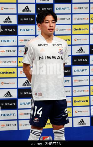 Kanagawa, Japon.9th janvier 2022.Kaina Yoshio (F.Marinos), Yokohama F Marinos équipe football/Soccer : 2022 Yokohama F Marinos Nouvelle présentation de l'équipe au Nissan Hall à Kanagawa, Japon .Credit: AFLO/Alay Live News Banque D'Images