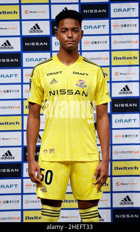 Kanagawa, Japon.9th janvier 2022.Powell Obinna OBI (F.Marinos), Yokohama F Marinos équipe football/Soccer : 2022 Yokohama F Marinos Nouvelle présentation de l'équipe au Nissan Hall à Kanagawa, Japon .Credit: AFLO/Alay Live News Banque D'Images