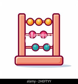 abacus isolé dessin animé pour l'éducation concept vecteur illustration dans le style plat de contour Illustration de Vecteur