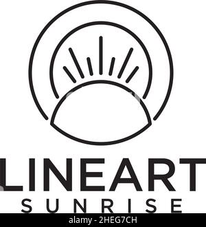 Logo Sunrise Black Outline art Vector Illustration de Vecteur