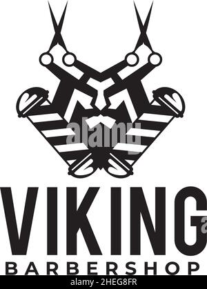 Logo style viking style barbier Illustration de Vecteur